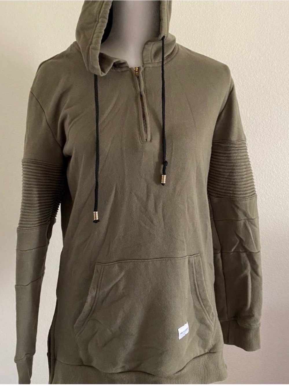 Men's Hooded Pullover Sweater - Olive Green